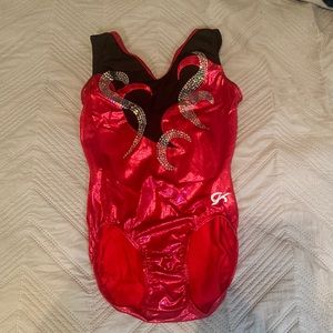 GK Elite gymnastics leotard, red and black, adult medium